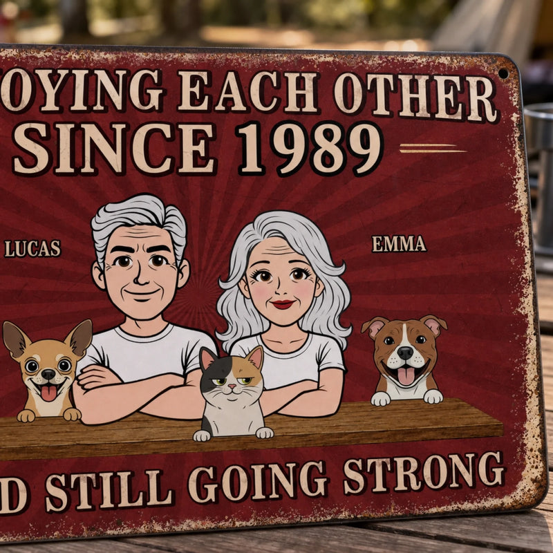 Personalized Home Decor Metal Sign - Gifts For Campers Couple - Paws Chaos Endless