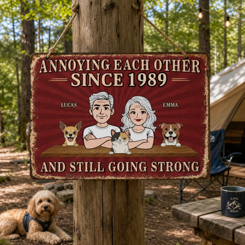 Personalized Home Decor Metal Sign - Gifts For Campers Couple - Paws Chaos Endless