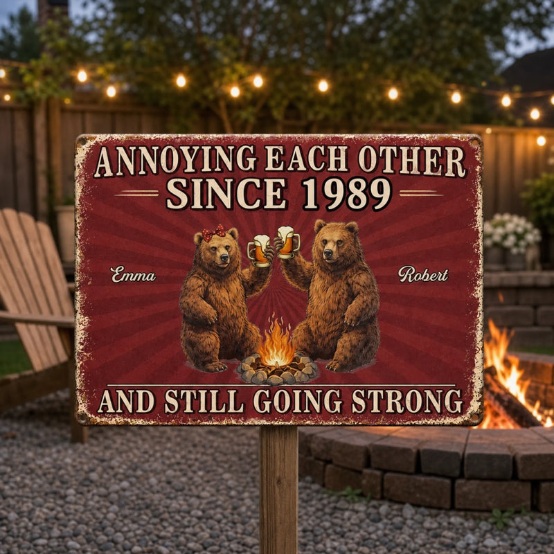 Personalized Home Decor Metal Sign - Gifts For Campers, Couple - Love Drives Us Crazy