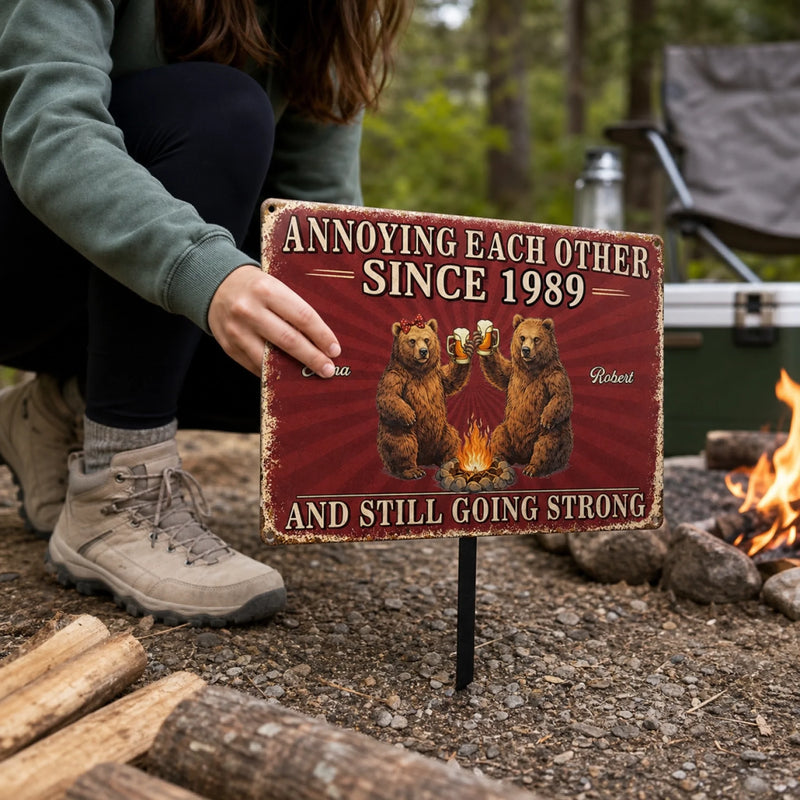Personalized Home Decor Metal Sign - Gifts For Campers, Couple - Love Drives Us Crazy
