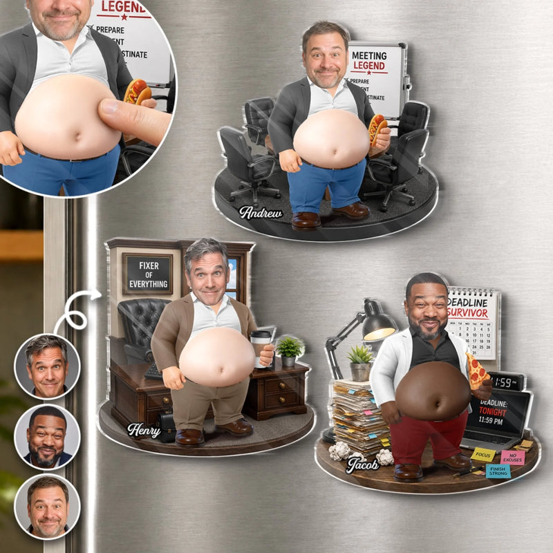 Personalized Photo Dad Bod Belly Squishy Acrylic Fridge Magnet – Gifts For Coworker, Work Bestie – Making Things Happen Daily