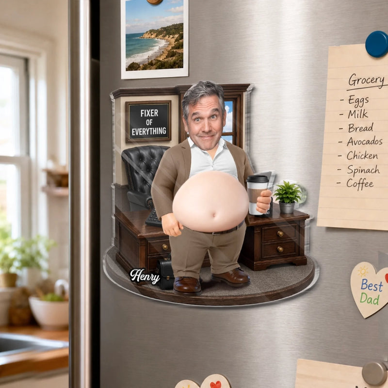 Personalized Photo Dad Bod Belly Squishy Acrylic Fridge Magnet – Gifts For Coworker, Work Bestie – Making Things Happen Daily