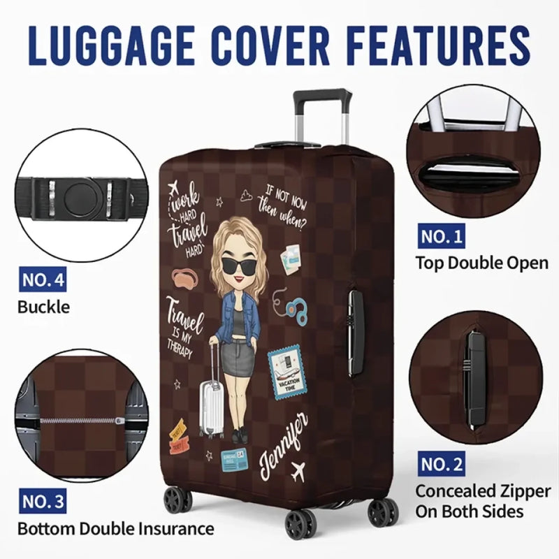 Personalized Luggage Cover – Vacation Gift For Adventure Travel Lovers – Love Is An Endless Journey