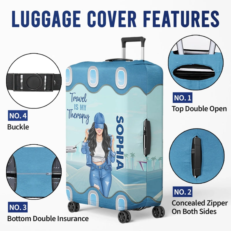 Personalized Luggage Cover – Vacation Gift For Adventure Travel Lovers – Up In The Clouds, Where I Belong