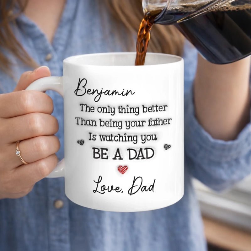 Personalized Mug – Gifts For Son – The Best Journey Begins With Fatherhood