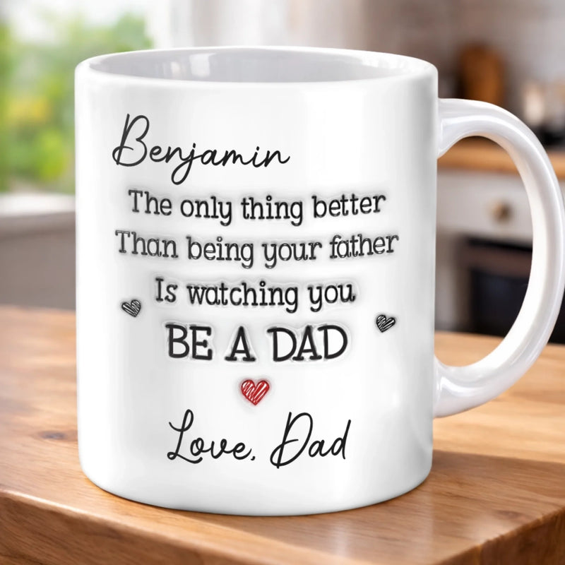 Personalized Mug – Gifts For Son – The Best Journey Begins With Fatherhood
