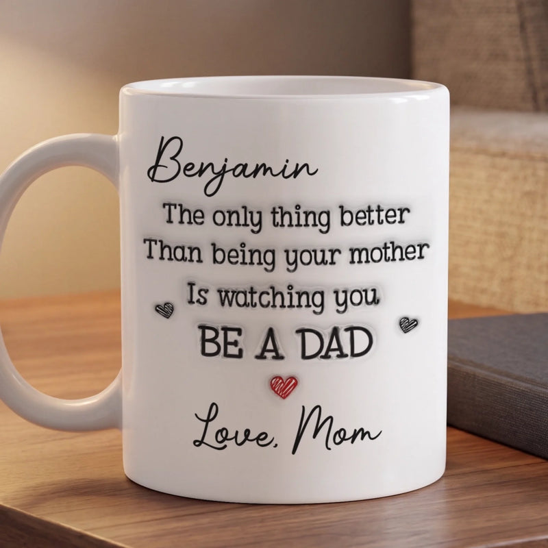 Personalized Mug – Gifts For Son – The Best Journey Begins With Fatherhood