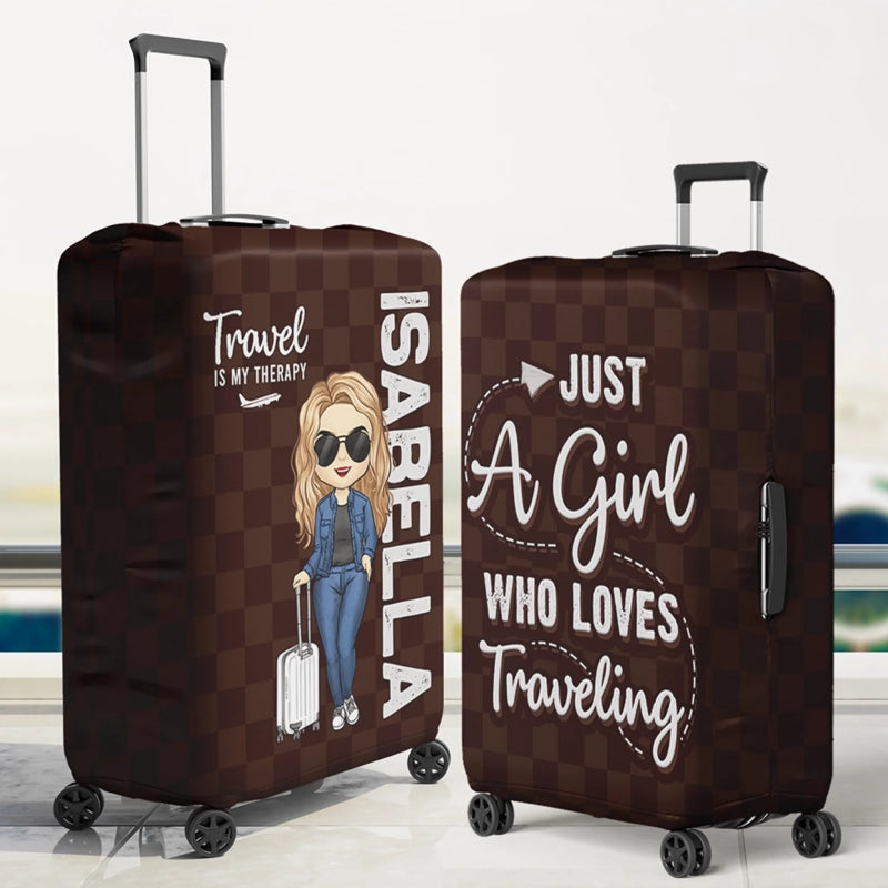 Personalized Luggage Cover – Vacation Gift For Travel Lovers – Travel Is My Therapy