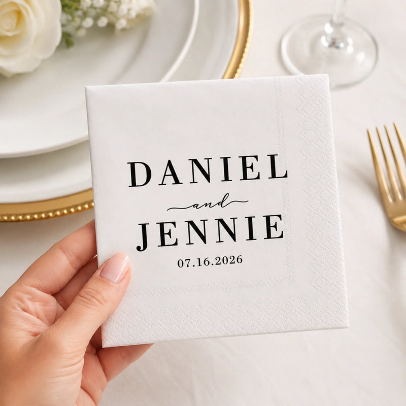 Custom Cocktail Napkins – Personalized Wedding Keepsake Decor - Forever Love