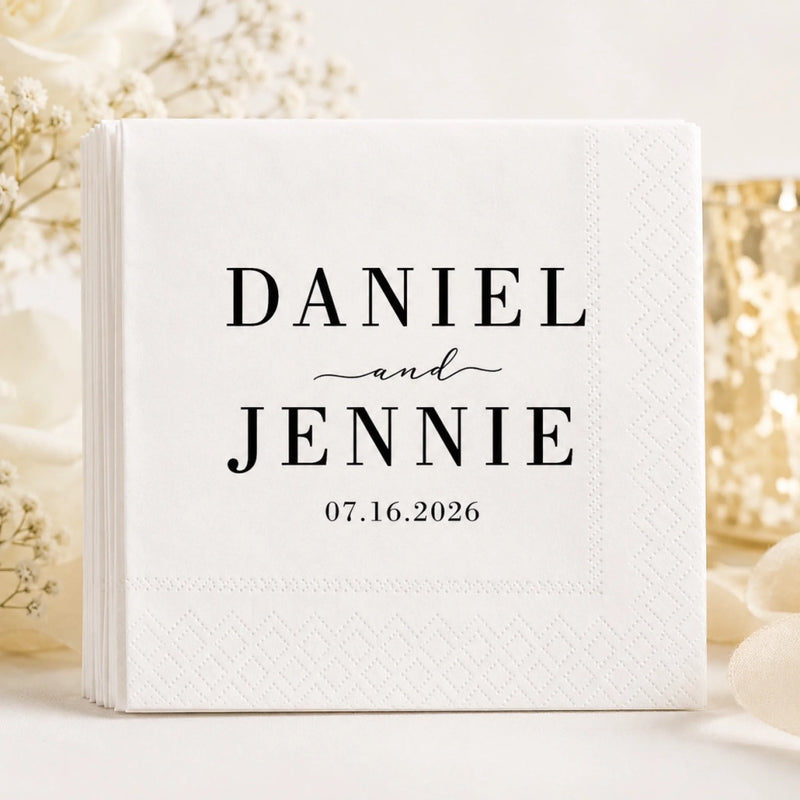 Custom Cocktail Napkins – Personalized Wedding Keepsake Decor - Forever Love