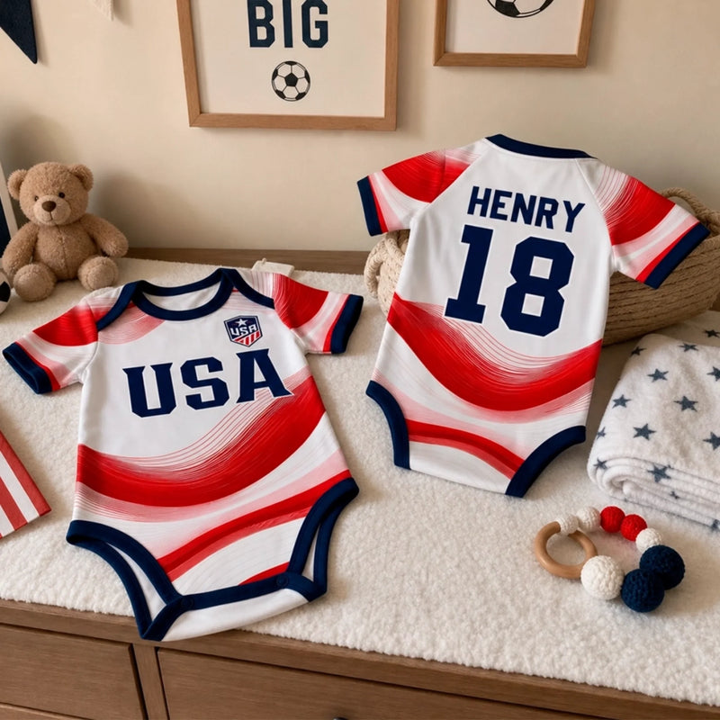 Personalized Baby Jersey Bodysuit
– Baby Shower Gifts For New Moms, New Dads, Soccer Lovers – The Team's Youngest MVP