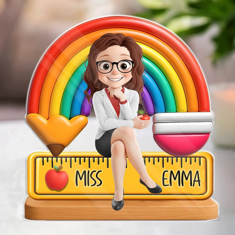 Personalized Acrylic Plaque – Back To School Gifts For Teachers – Teaching Under A Rainbow Of Possibilities
