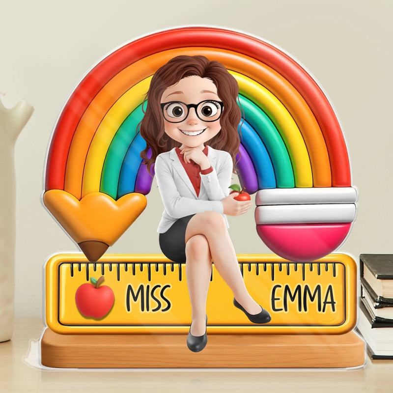 Personalized Acrylic Plaque – Back To School Gifts For Teachers – Teaching Under A Rainbow Of Possibilities
