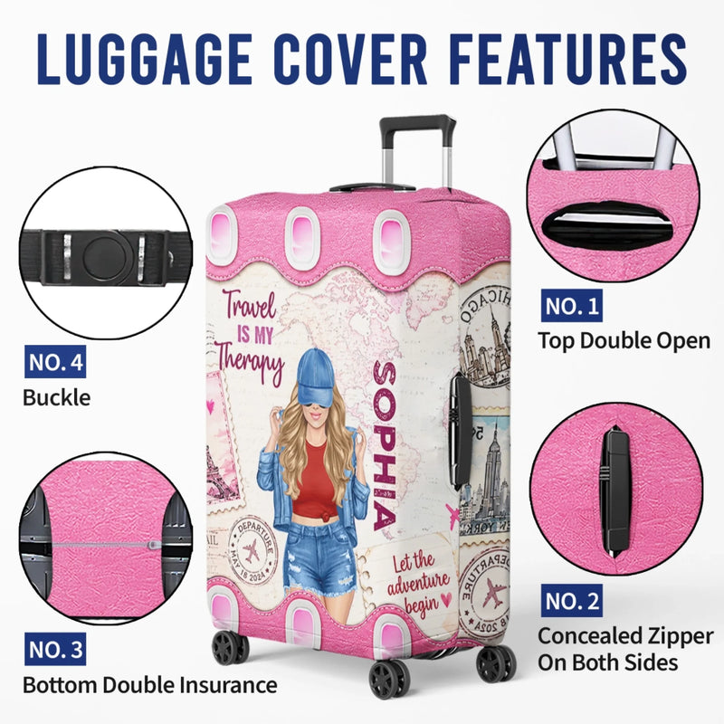 Personalized Luggage Cover – Travel Gifts For Women – Adventure Awaits