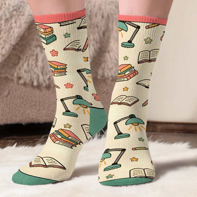 Personalized Crew Socks – Bookish Gifts For Book Lovers, Bookworms, Readers – I'd Rather Be Reading