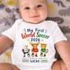 Personalized World Football Baby Onesie – Baby Shower Gifts For Football Lovers, New Parents – My First Champion Cup