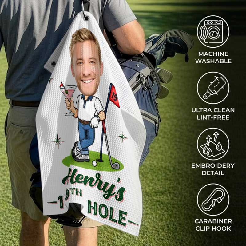 Personalized Photo Golf Towel – Gifts For Golf Lovers, Sports Fans – Golf Is My Happy Place