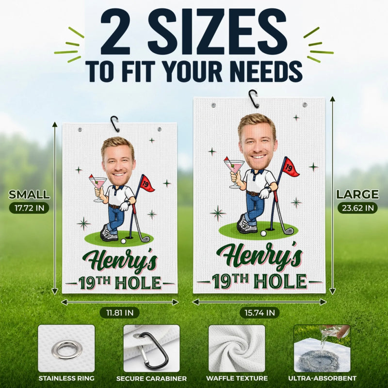 Personalized Photo Golf Towel – Gifts For Golf Lovers, Sports Fans – Golf Is My Happy Place