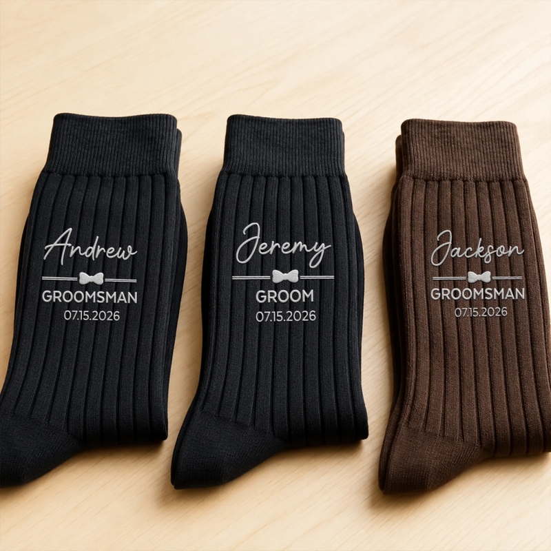 Personalized Embroidered Socks – Groomsmen Proposal Wedding Gifts For Groomsmen – The Groomsmen Crew