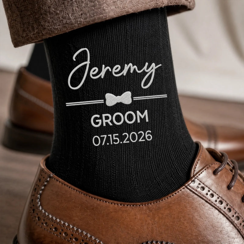 Personalized Embroidered Socks – Groomsmen Proposal Wedding Gifts For Groomsmen – The Groomsmen Crew