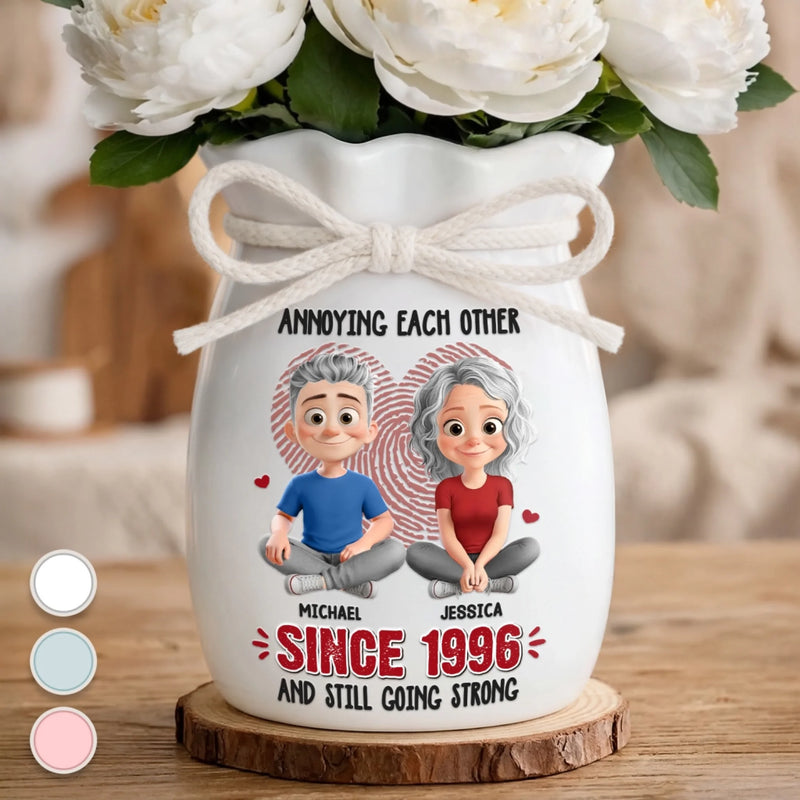Personalized Flower Vase With Ribbon –  Anniversary Gifts For Couple – Forever Starts With You