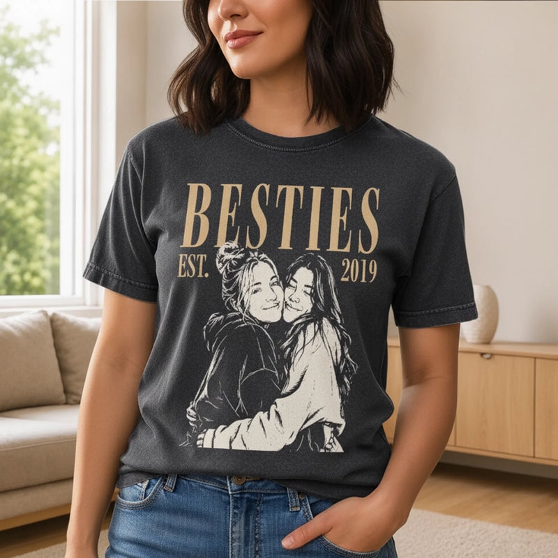 Personalized Photo Washed Cotton T-shirt – Gifts For Women, Besties, Sisters, BFF – Still Rocking Together After All These Years
