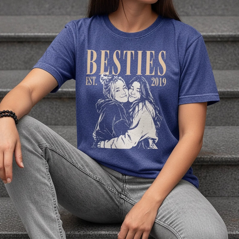 Personalized Photo Washed Cotton T-shirt – Gifts For Women, Besties, Sisters, BFF – Still Rocking Together After All These Years