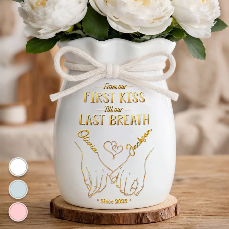 Personalized Flower Vase With Ribbon –  Anniversary Gifts For Couple – A Promise That Lasts Forever
