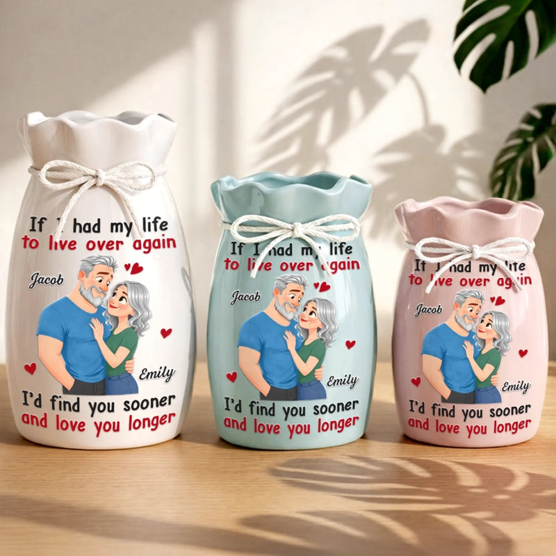 Personalized Flower Vase With Ribbon –  Anniversary Gifts For Couple – Loving You All Over Again