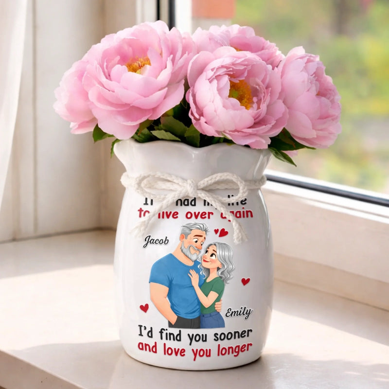Personalized Flower Vase With Ribbon –  Anniversary Gifts For Couple – Loving You All Over Again