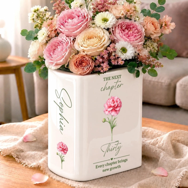 Personalized Book Vase - Gifts For Book Lovers, Bookworms, Readers - Every Chapter Brings
New Growth