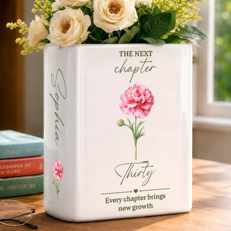 Personalized Book Vase - Gifts For Book Lovers, Bookworms, Readers - Every Chapter Brings
New Growth