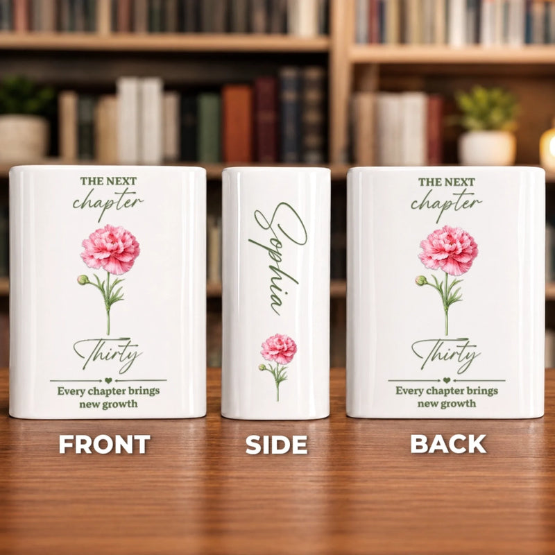 Personalized Book Vase - Gifts For Book Lovers, Bookworms, Readers - Every Chapter Brings
New Growth