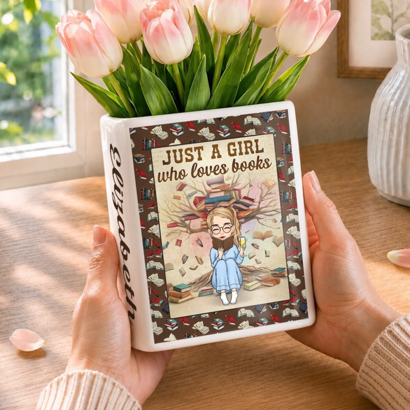Personalized Book Vase - Gifts For Book Lovers - Just A Girl Who Loves Books