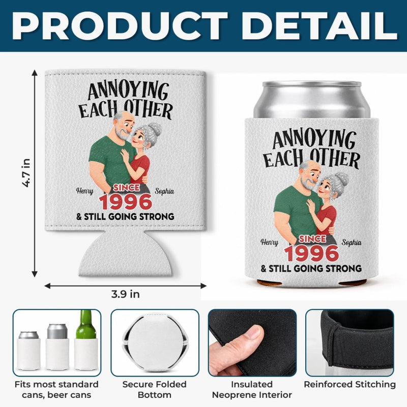 Personalized Leather Can Cooler - Anniversary Gifts For Couple - Forever My Favorite Person To Annoy
