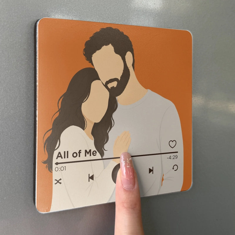 Personalized Photo Music Fridge Magnet - Can Play Songs – Anniversary Gift For Couple – Our Song, Our Story, Our Forever
