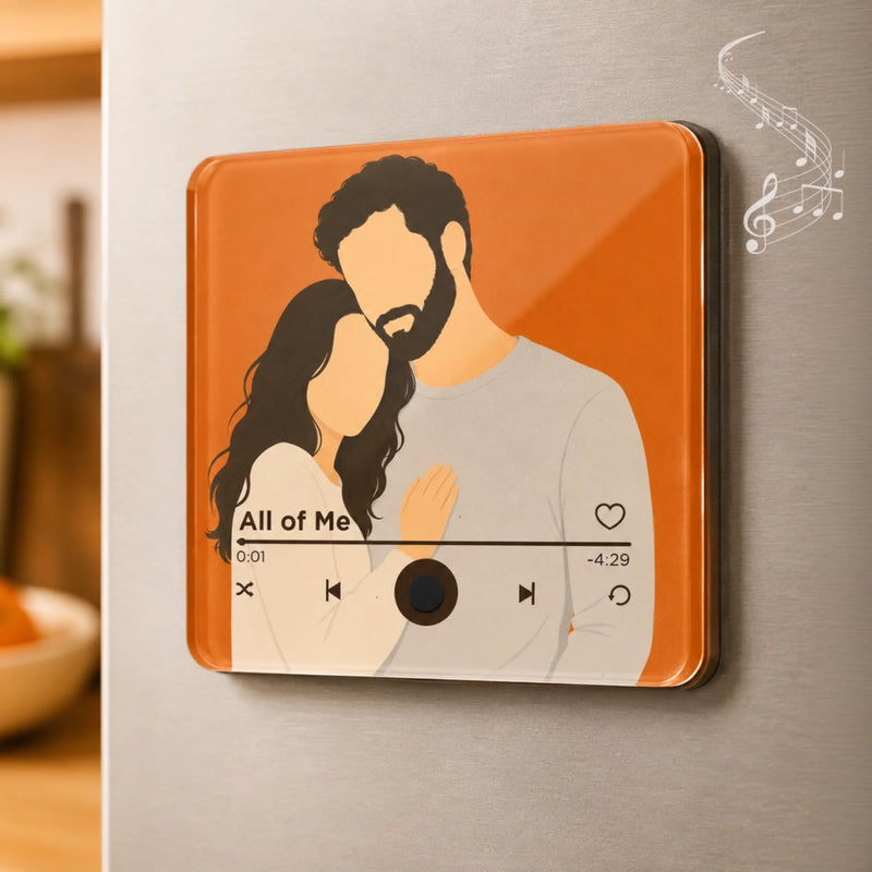 Personalized Photo Music Fridge Magnet - Can Play Songs – Anniversary Gift For Couple – Our Song, Our Story, Our Forever