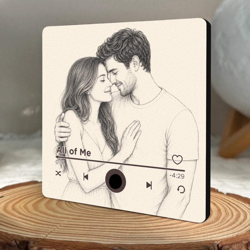Personalized Photo Music Fridge Magnet - Can Play Songs – Anniversary Gift For Couple – Our Love Sounds Like This