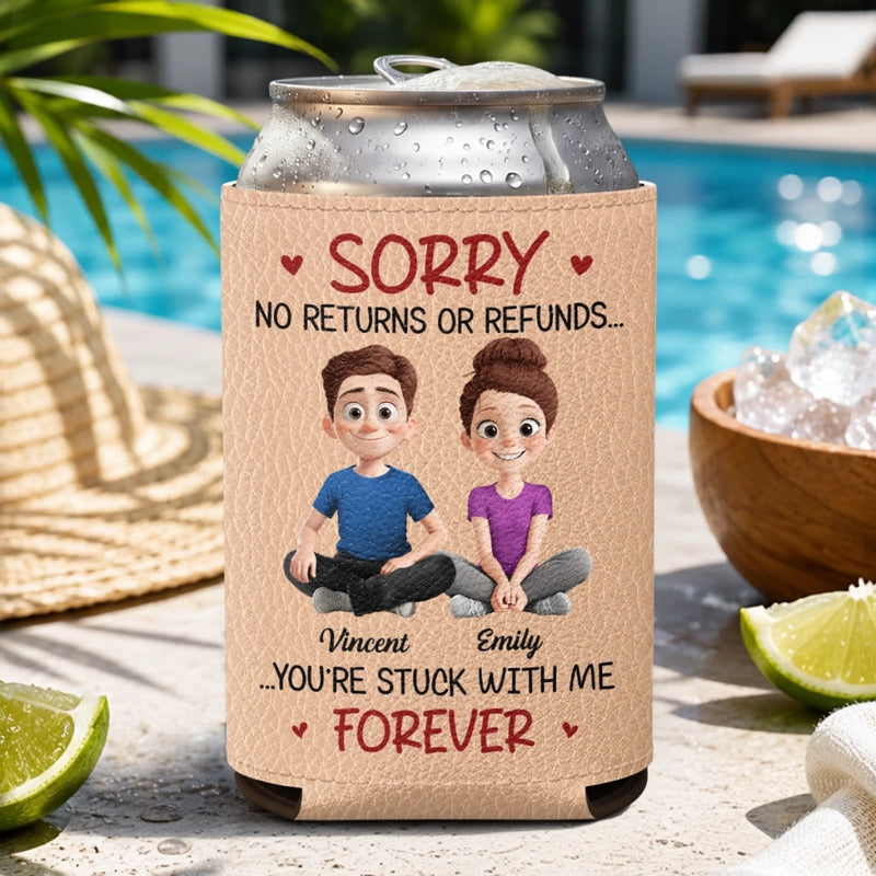Personalized Leather Can Cooler - Anniversary Gifts For Couple - Still Falling For You