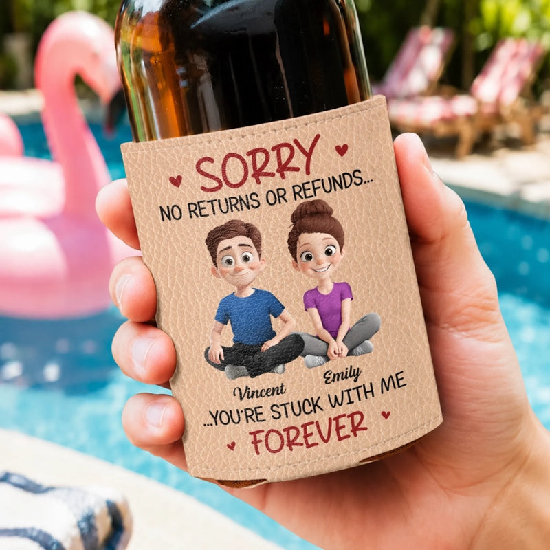 Personalized Leather Can Cooler - Anniversary Gifts For Couple - Still Falling For You