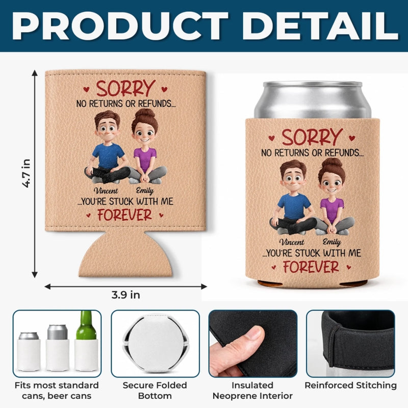 Personalized Leather Can Cooler - Anniversary Gifts For Couple - Still Falling For You