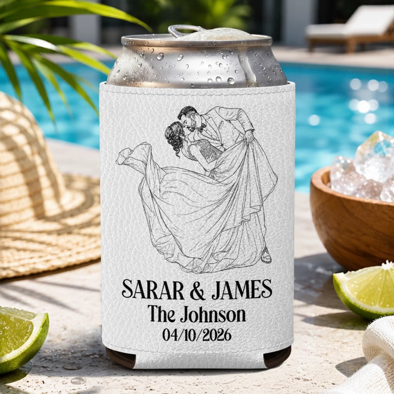 Personalized Photo Leather Can Cooler - Anniversary Gifts For Couple - Forever In My Heart