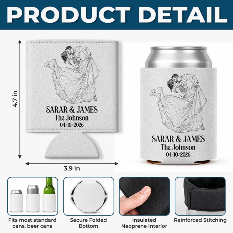 Personalized Photo Leather Can Cooler - Anniversary Gifts For Couple - Forever In My Heart