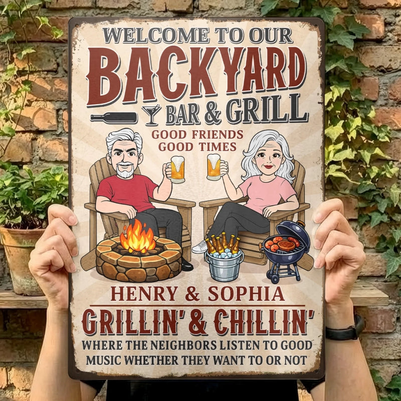 Personalized Home Decor Metal Sign - Anniversary Gifts For Couple - Good Friends, Good Times, Free Beer