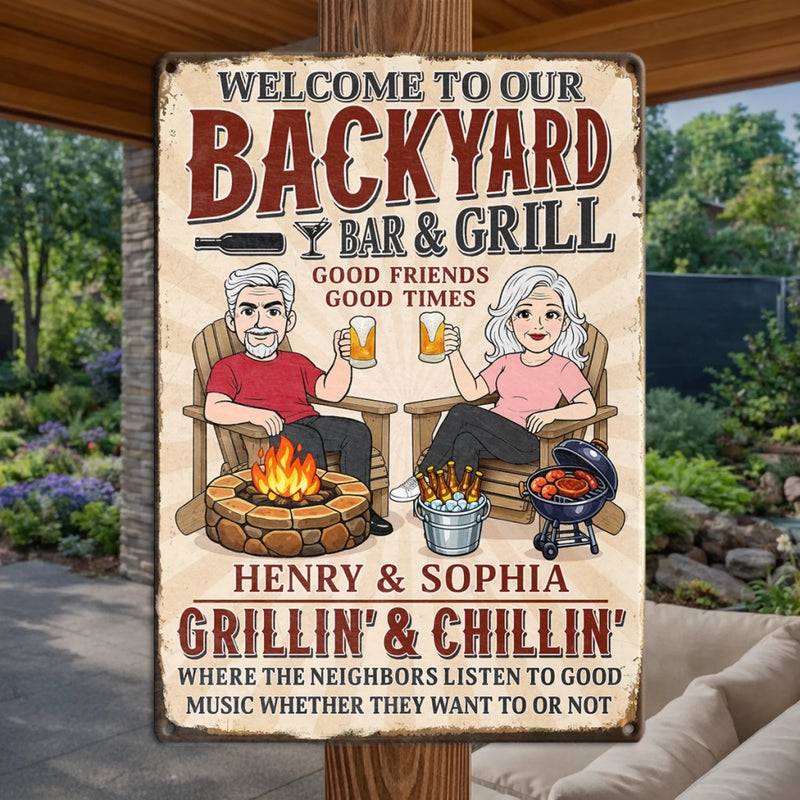 Personalized Home Decor Metal Sign - Anniversary Gifts For Couple - Good Friends, Good Times, Free Beer