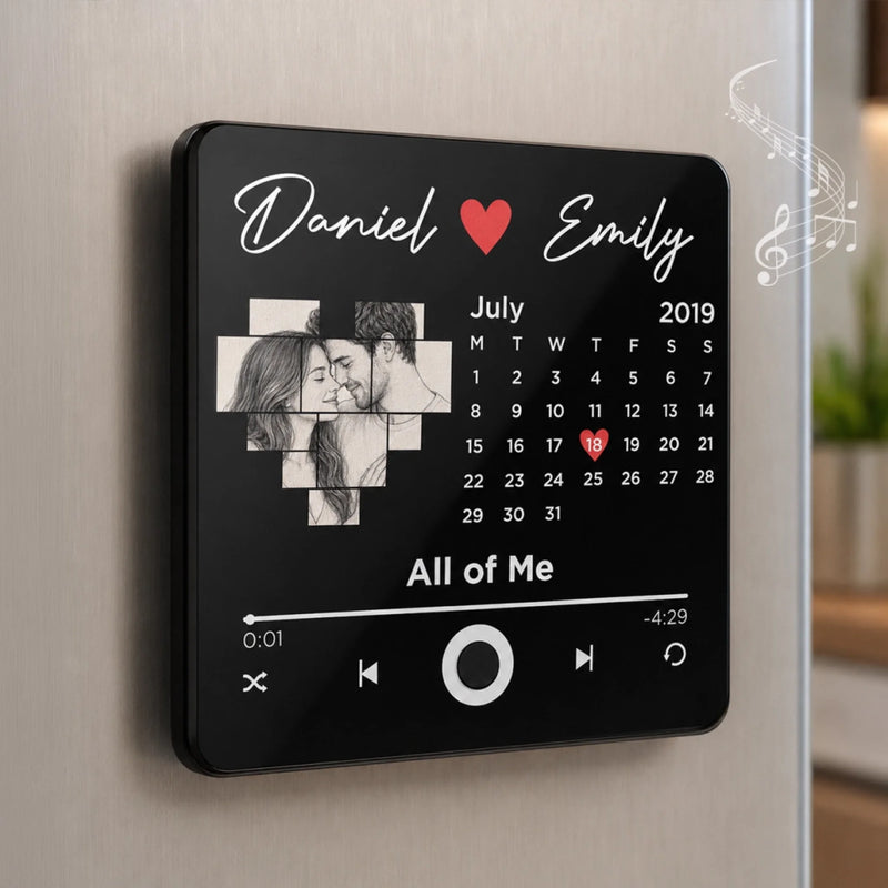 Personalized Photo Music Fridge Magnet - Can Play Songs – Anniversary Gift For Couple – Every Song Reminds Me Of You