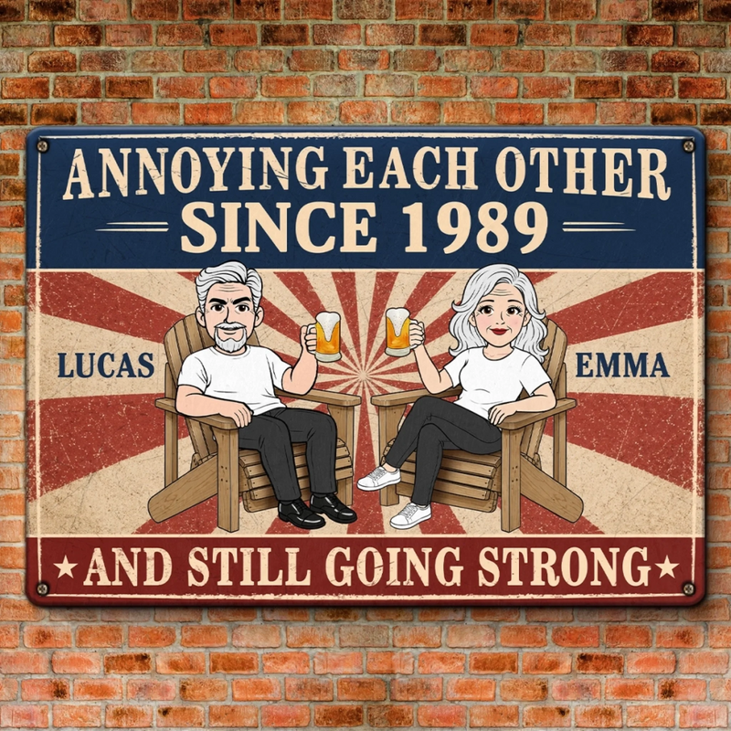Personalized Home Decor Metal Sign - Anniversary Gifts For Couple - Love You, You Weirdo