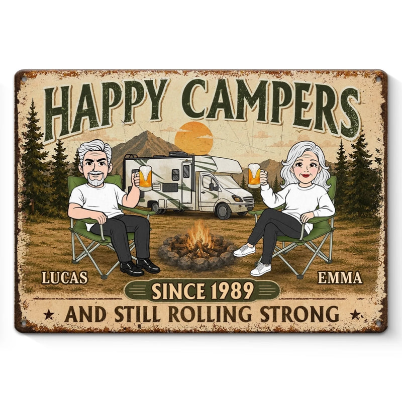 Personalized Home Decor Metal Sign - Anniversary Gifts For Campers Couple - Still Rolling Strong