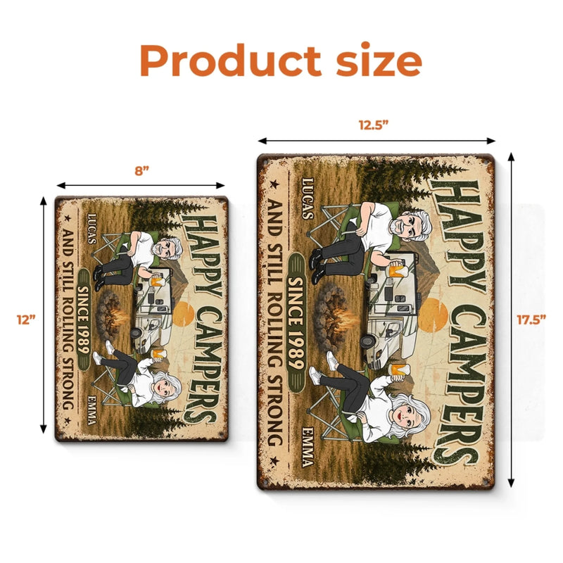 Personalized Home Decor Metal Sign - Anniversary Gifts For Campers Couple - Still Rolling Strong