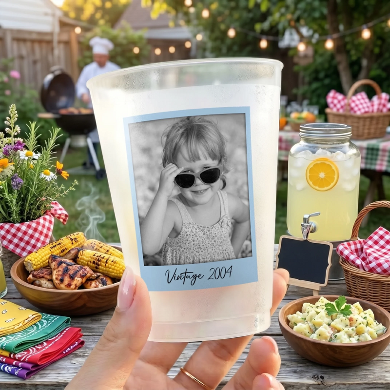 Personalized Photo Party Cups - Gifts For Best Friends, Family, Coworker - Vintage Sip, Summer Drip